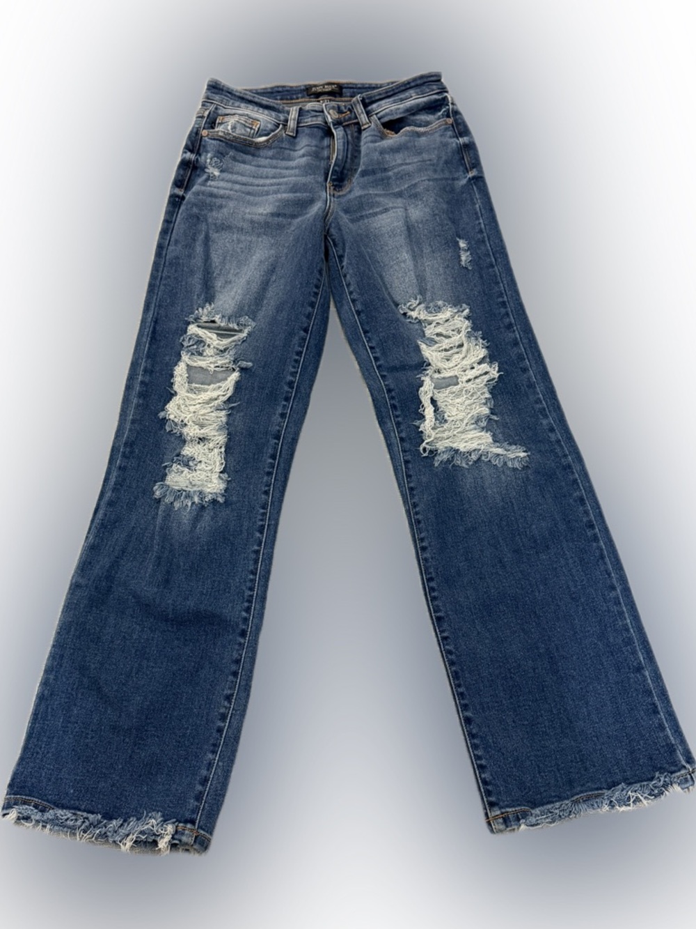 Judy Blue Dad Jeans Distressed Raw Hem High Rise 5/27